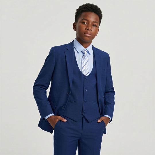 Boys Indigo Premium Slim Fit Suit – Wedding & Ring Bearer
