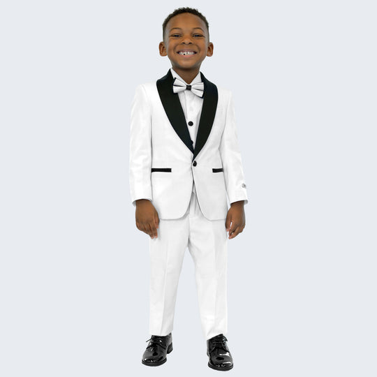 Boy's White Slim Fit Tuxedo by Stacy Adams for Kids Teen Children - Wedding