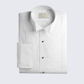 Slim Fit Tuxedo Shirt White Pleated Wing Tip Collar Fitted