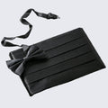 Men's Silk Black Cummerbund and Bow Tie Set