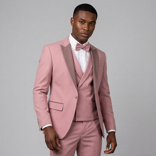 Mauve Slim Fit 3-Piece Peak Lapel Tuxedo