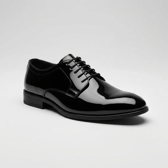 Tuxedo Shoes Patent Leather Black Round Toe - Mens