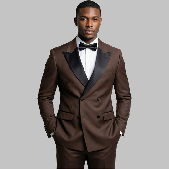Brown Classic Fit Double Breasted Tuxedo