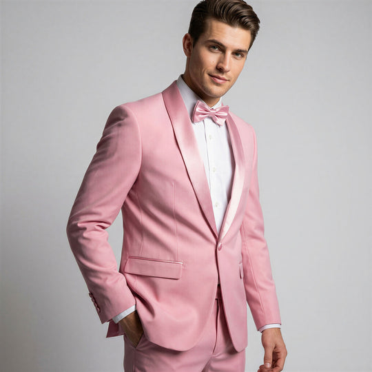 Dusty Rose Slim Fit Shawl Lapel 2-Piece Tuxedo