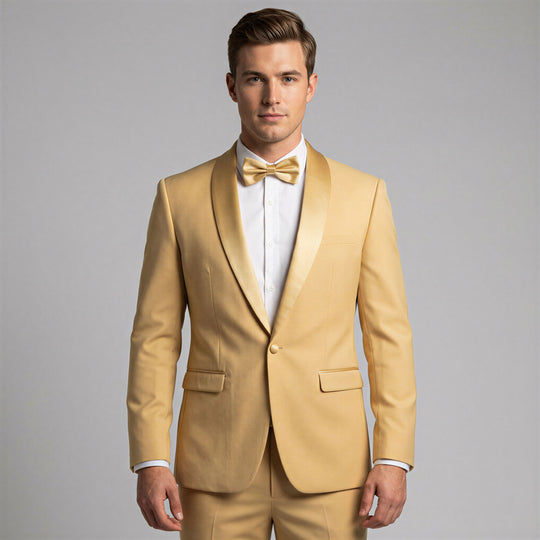 Gold Slim Fit Shawl Lapel 2-Piece Tuxedo