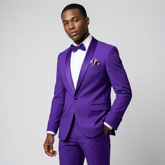 Purple Slim Fit Shawl Lapel 2-Piece Tuxedo