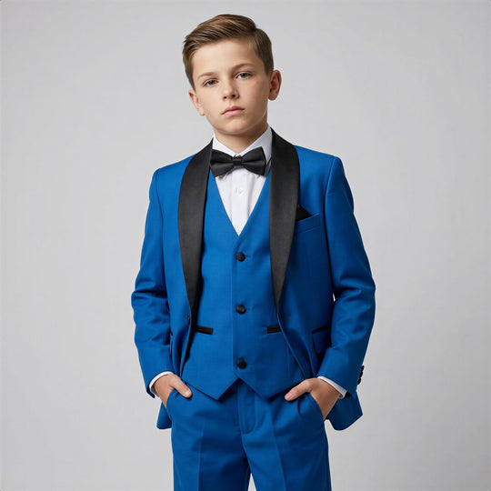 Boys Royal Blue Shawl Lapel Tuxedo Set – Wedding & Ring Bearer