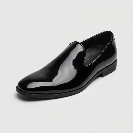 Men’s Black Patent Leather Loafer Tuxedo Shoes – Wedding & Prom
