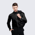 Black Slim Fit Microfiber Dress Shirt with Fly Front and Barrel Cuffs