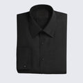 Black Slim Fit Microfiber Dress Shirt with Fly Front and Barrel Cuffs