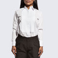 Womens Tuxedo Shirt White Pleated Laydown Collar
