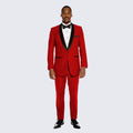 Red Tuxedo with Black Lapel Slim Fit One Button