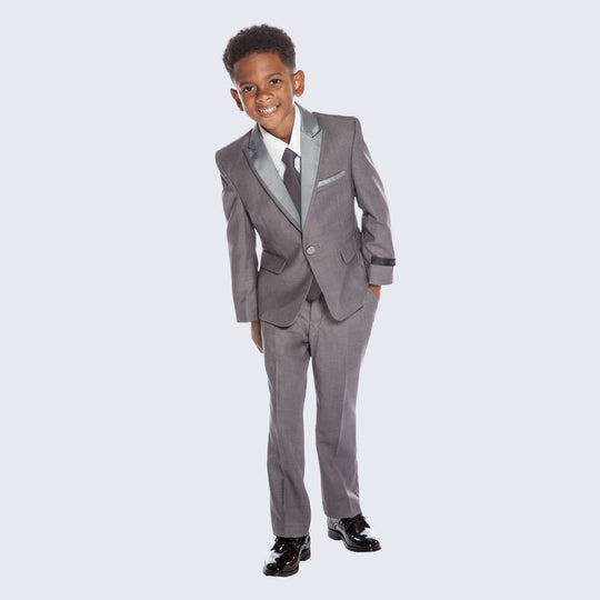Boys Grey Tuxedo 3 -Piece Set for Kids Teen Children - Wedding
