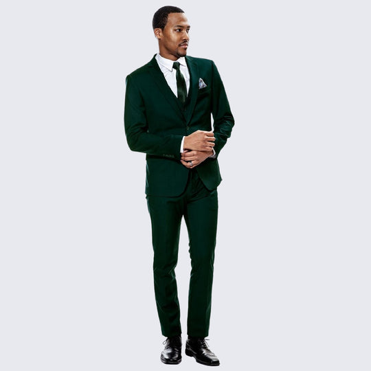 Green Skinny Fit 3-Piece Suit with Notch Lapel – Wedding & Prom