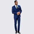 Indigo Blue Skinny Fit Suit Three Piece Set - Separates