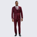 Burgundy Skinny Fit Suit Three Piece Set - Separates
