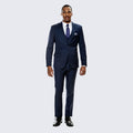 Navy Blue Skinny Fit Suit Three Piece Set - Separates