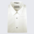 Ivory Slim Fit Microfiber Dress Shirt with Plain Front and Barrel Cuffs