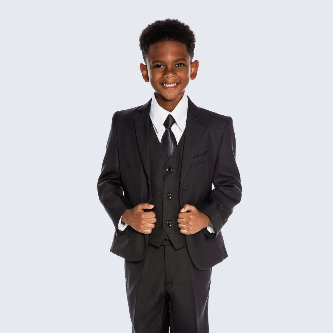 Boys Black Suit 5-Piece Set High Quality - Kids - Toddler - Children ...
