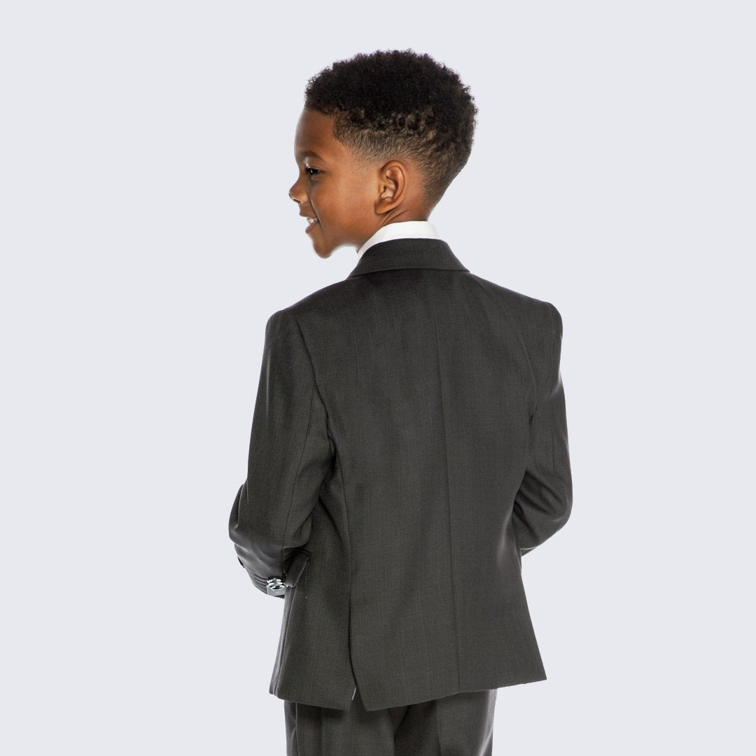 Boys Dark Grey Suit 5Piece Set High Quality Kids Toddler