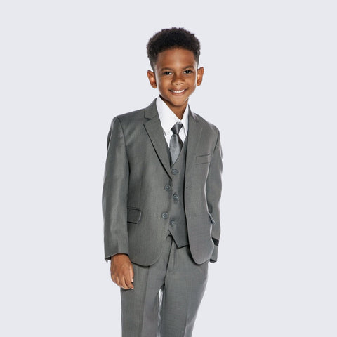Boys Charcoal Suit 5-Piece Set for Kids Teen Children - Wedding