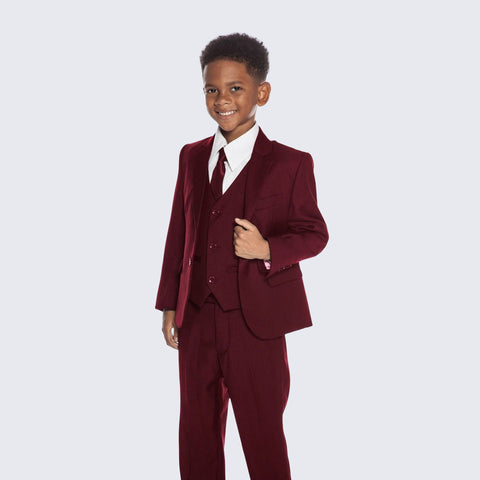 Boys Burgundy Suit 5-Piece Set for Kids Teen Children - Wedding