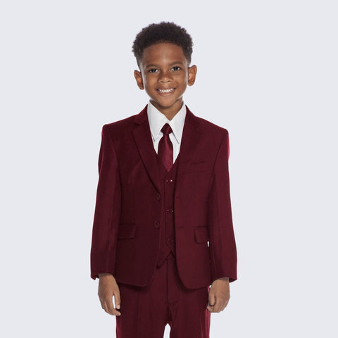 Boys Burgundy Suit 5-Piece Set for Kids Teen Children - Wedding