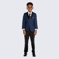 Boys Blue and Black Tuxedo 4 -Piece Set for Kids Teen Children - Wedding