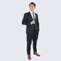 Black Slim Fit Three Piece Suit with Large Peak Lapel by Stacy Adams - Wedding - Prom