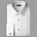 Tuxedo Shirt White 100% Cotton Laydown Collar with French Cuffs by Ike Behar