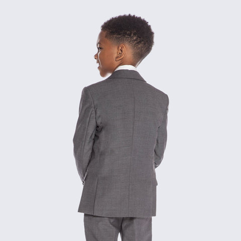 Boys Slim Fit Charcoal Suit 5-Piece Set for Kids Teen Children - Wedding