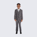 Boys Slim Fit Charcoal Suit 5-Piece Set