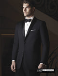 Black Tuxedo with Notch Lapel Super 120s Wool by Ike Behar - Wedding - Prom