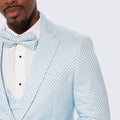 Sky Blue Tuxedo with Polka Dot Textured Design Four Piece Set - Wedding - Prom