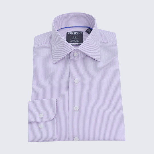 Men's Lavender Striped Contemporary Dress Shirt