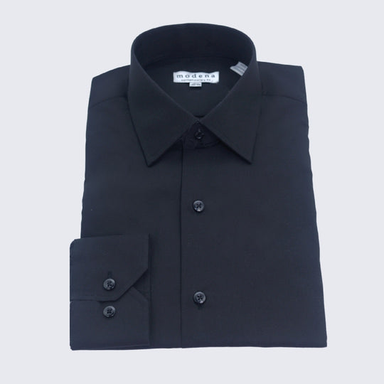 Men's Black Contemporary Fit Dress Shirt