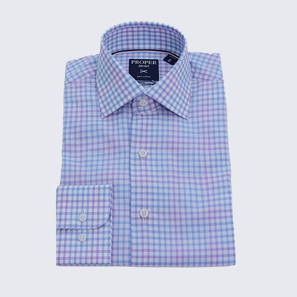 Men's Gingham Blue and Lavender Contemporary Dress Shirt – Perfect Tux