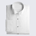 Tuxedo Shirt White Pleated Wing Tip Collar Mens