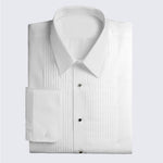 Tuxedo Shirt White Pleated Laydown Collar Mens