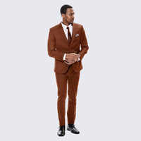 Light Brown Skinny Fit 3-Piece Suit with Notch Lapel – Wedding & Prom