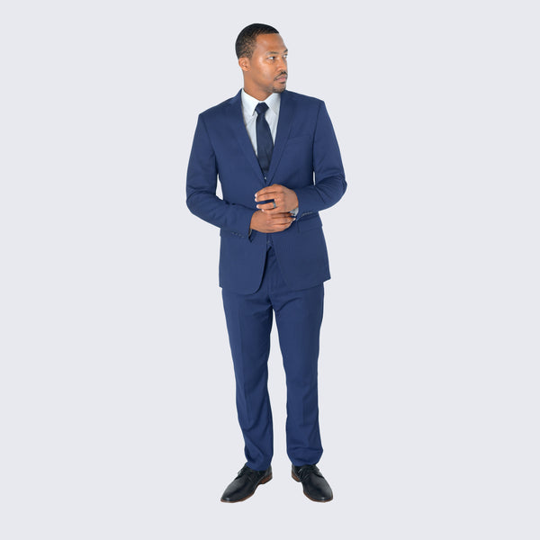 Navy suit hotsell with black trim