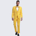 Yellow Tuxedo with Floral Pattern Peak Lapel 4-Piece Set - Wedding - Prom