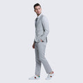 Light Grey Linen Suit Slim Fit Two Piece - Wedding - Prom