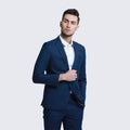 Navy Linen Suit Slim Fit Two Piece - Wedding - Prom