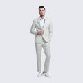 Ivory Linen Suit Slim Fit Two Piece - Wedding - Prom