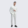 White Linen Slim Fit Two Piece Suit Set - Wedding - Prom