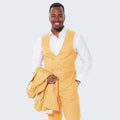 Canary Yellow Slim Fit Suit With Double Breasted Vest - Wedding - Prom