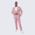 Mauve Slim Fit Suit With Double Breasted Vest - Wedding - Prom