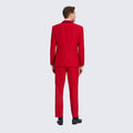 Red Textured Tuxedo with Satin Trim Four Piece Set - Wedding - Prom