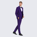 Purple Textured Tuxedo with Satin Trim Four Piece Set